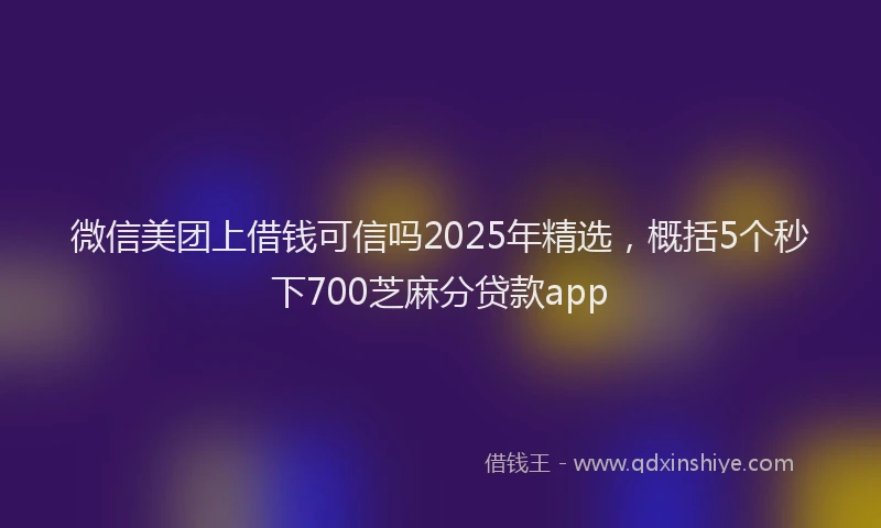 微信美团上借钱可信吗2025年精选，概括5个秒下700芝麻分贷款app