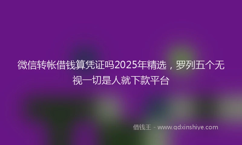 微信转帐借钱算凭证吗2025年精选，罗列五个无视一切是人就下款平台
