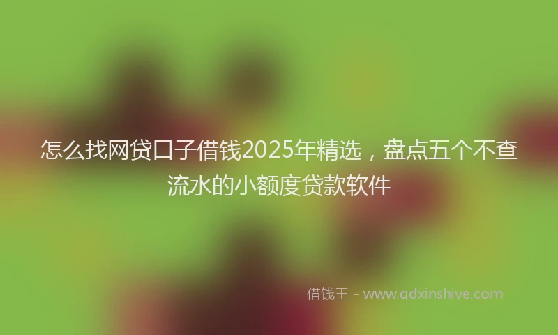 怎么找网贷口子借钱2025年精选，盘点五个不查流水的小额度贷款软件