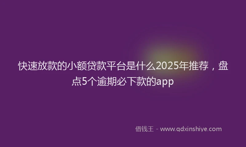快速放款的小额贷款平台是什么2025年推荐，盘点5个逾期必下款的app