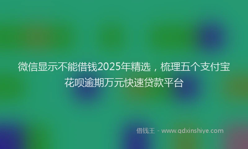微信显示不能借钱2025年精选，梳理五个支付宝花呗逾期万元快速贷款平台