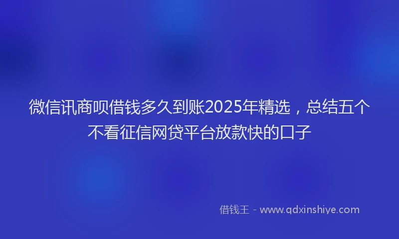 微信讯商呗借钱多久到账2025年精选，总结五个不看征信网贷平台放款快的口子