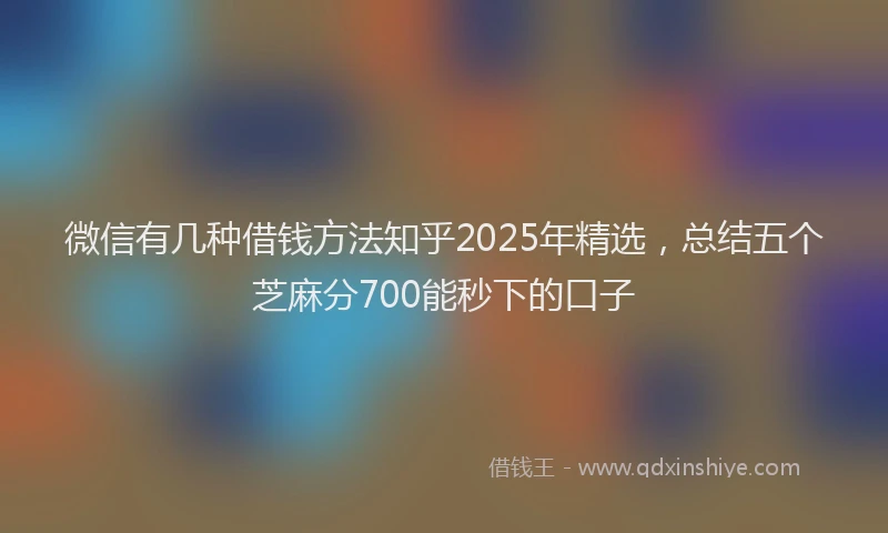 微信有几种借钱方法知乎2025年精选，总结五个芝麻分700能秒下的口子