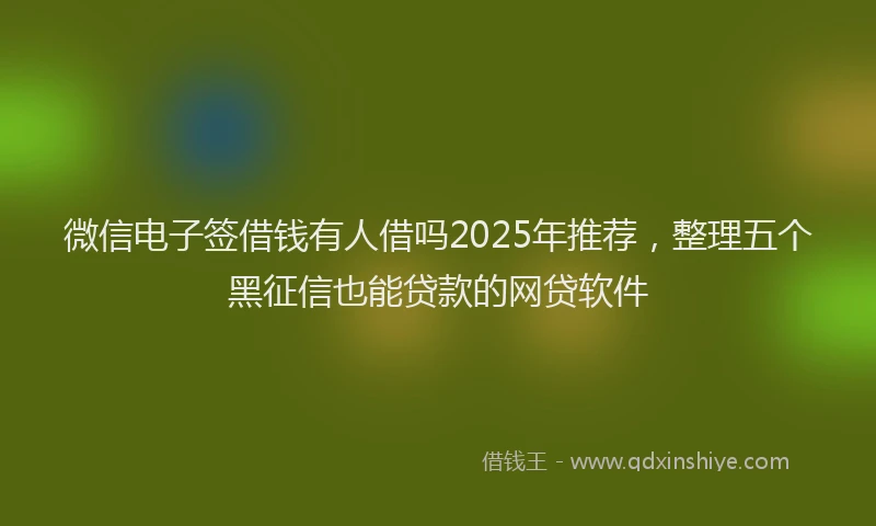 微信电子签借钱有人借吗2025年推荐，整理五个黑征信也能贷款的网贷软件