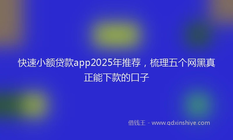 快速小额贷款app2025年推荐，梳理五个网黑真正能下款的口子