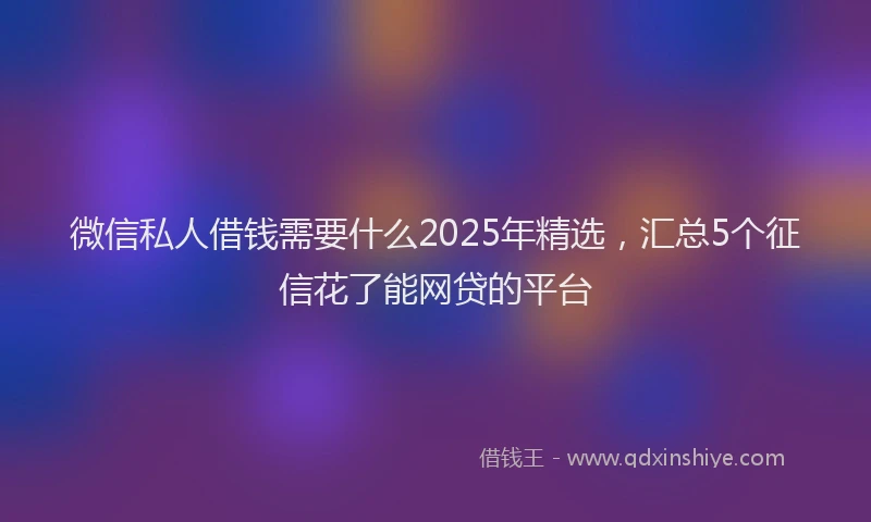 微信私人借钱需要什么2025年精选，汇总5个征信花了能网贷的平台