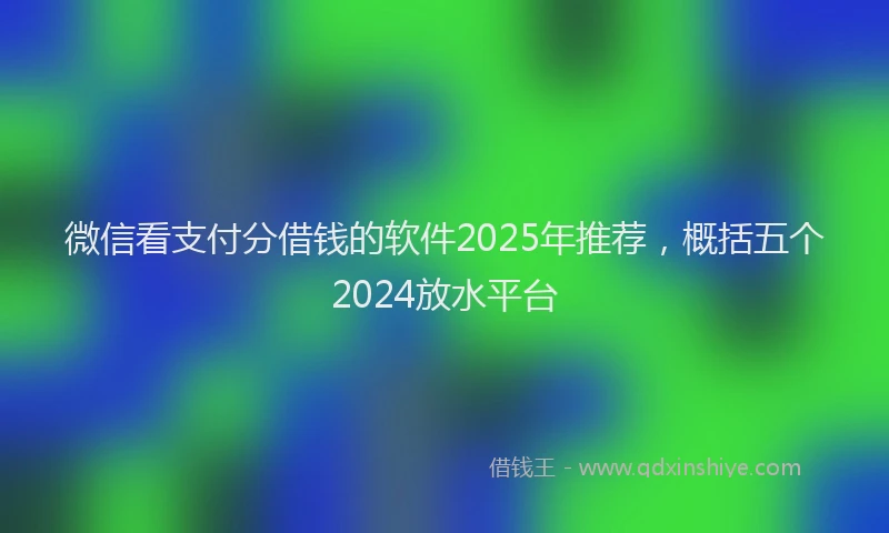 微信看支付分借钱的软件2025年推荐，概括五个2024放水平台