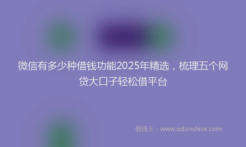 微信有多少种借钱功能2025年精选，梳理五个网贷大口子轻松借平台