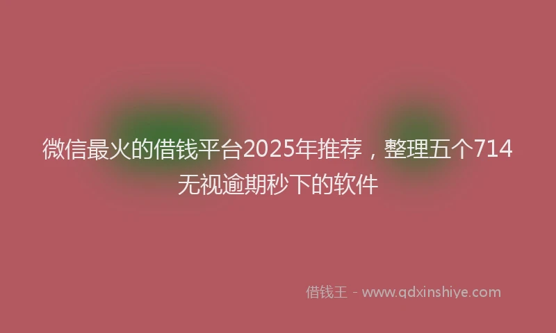 微信最火的借钱平台2025年推荐，整理五个714无视逾期秒下的软件