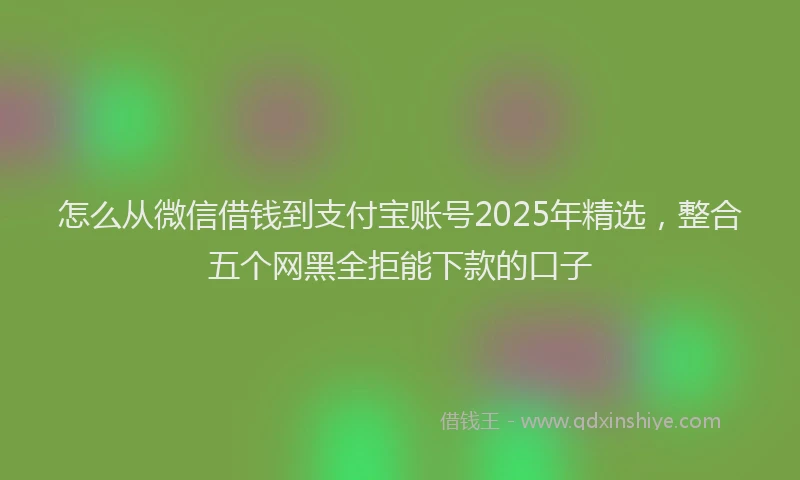 怎么从微信借钱到支付宝账号2025年精选，整合五个网黑全拒能下款的口子