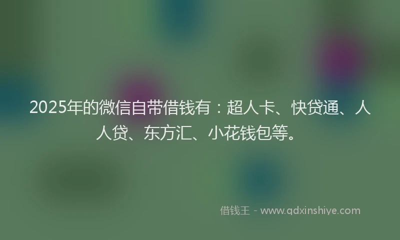 2025年的微信自带借钱有：超人卡、快贷通、人人贷、东方汇、小花钱包等。