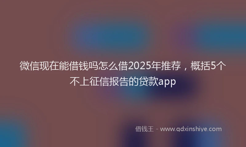 微信现在能借钱吗怎么借2025年推荐，概括5个不上征信报告的贷款app