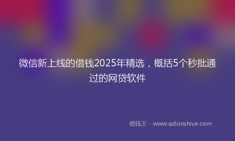 微信新上线的借钱2025年精选，概括5个秒批通过的网贷软件