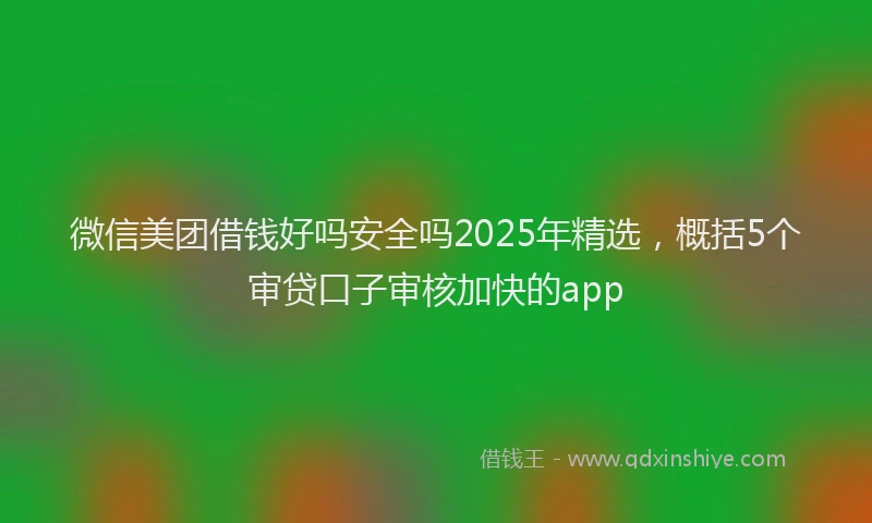 微信美团借钱好吗安全吗2025年精选，概括5个审贷口子审核加快的app