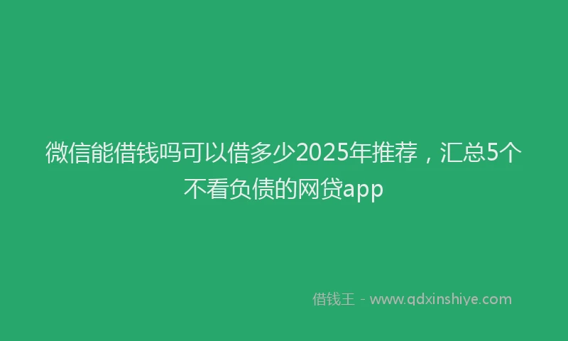 微信能借钱吗可以借多少2025年推荐，汇总5个不看负债的网贷app