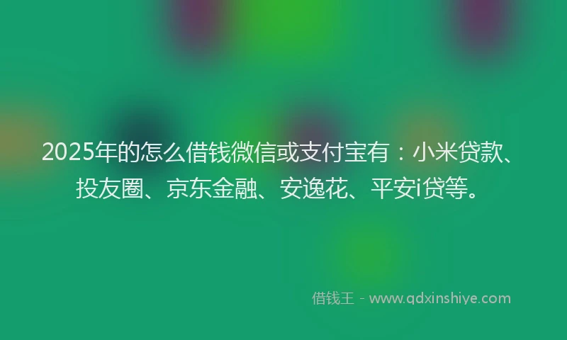 2025年的怎么借钱微信或支付宝有：小米贷款、投友圈、京东金融、安逸花、平安i贷等。