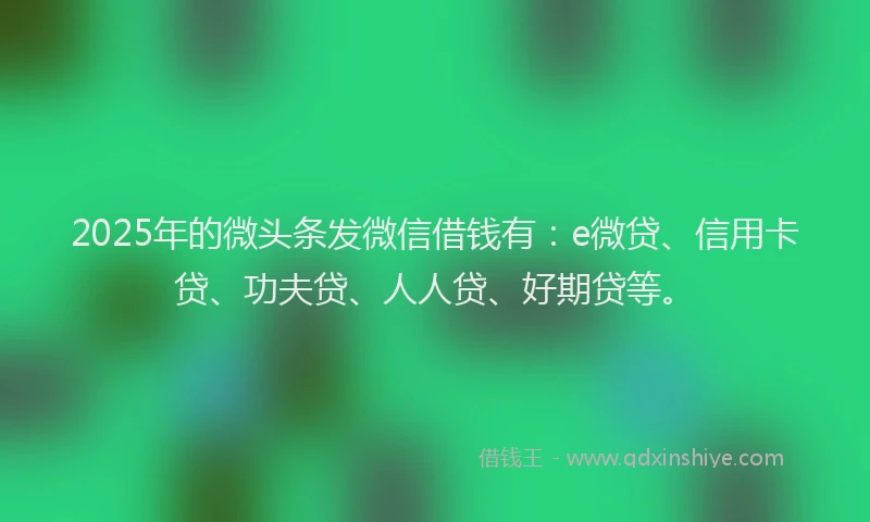 2025年的微头条发微信借钱有：e微贷、信用卡贷、功夫贷、人人贷、好期贷等。