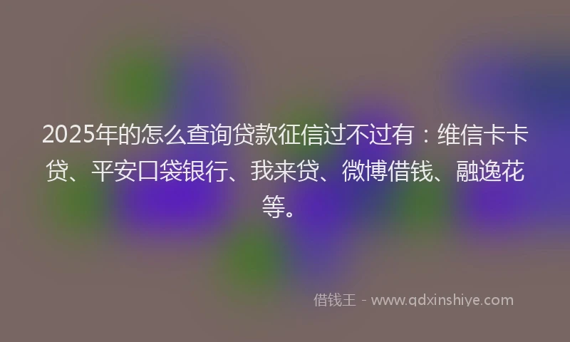 2025年的怎么查询贷款征信过不过有：维信卡卡贷、平安口袋银行、我来贷、微博借钱、融逸花等。