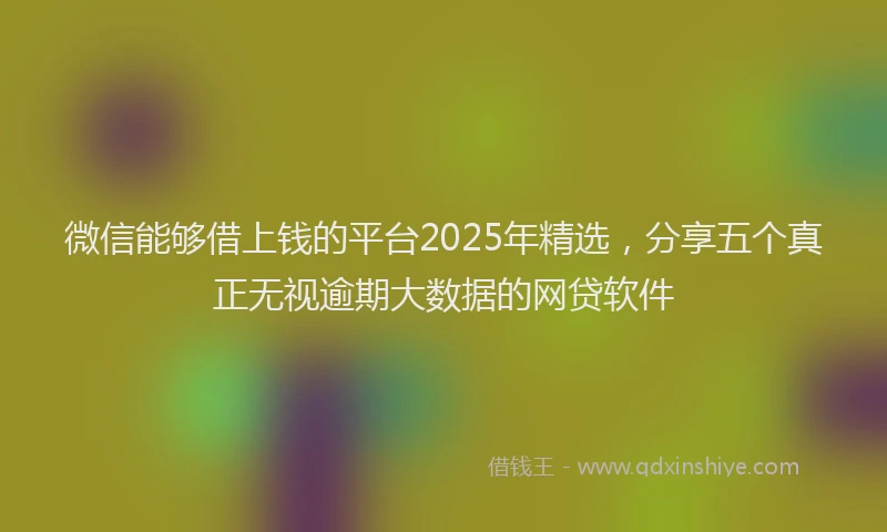 微信能够借上钱的平台2025年精选，分享五个真正无视逾期大数据的网贷软件