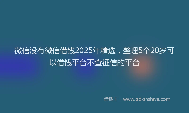 微信没有微信借钱2025年精选，整理5个20岁可以借钱平台不查征信的平台