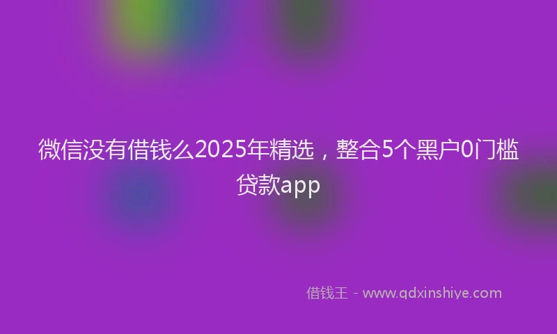 微信没有借钱么2025年精选，整合5个黑户0门槛贷款app