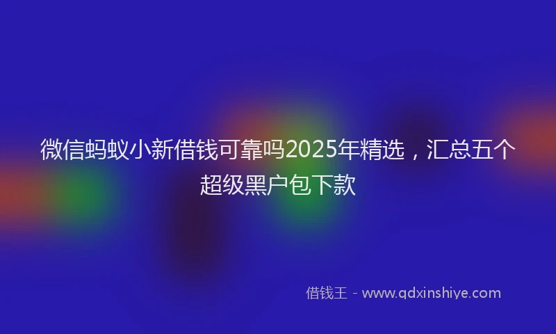 微信蚂蚁小新借钱可靠吗2025年精选，汇总五个超级黑户包下款
