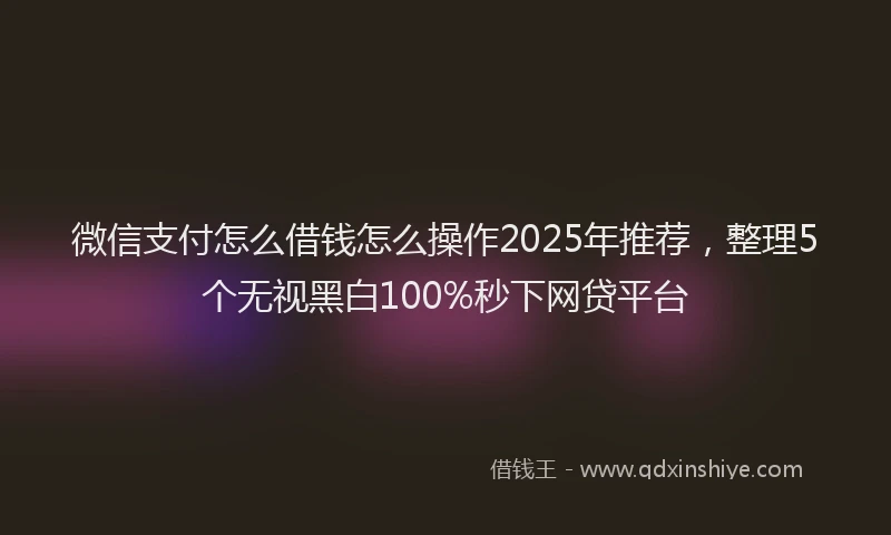 微信支付怎么借钱怎么操作2025年推荐，整理5个无视黑白100%秒下网贷平台