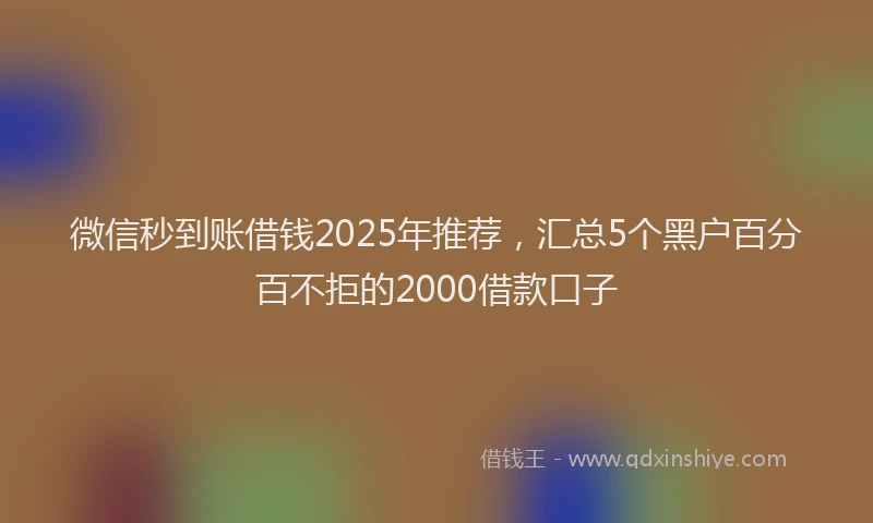 微信秒到账借钱2025年推荐，汇总5个黑户百分百不拒的2000借款口子