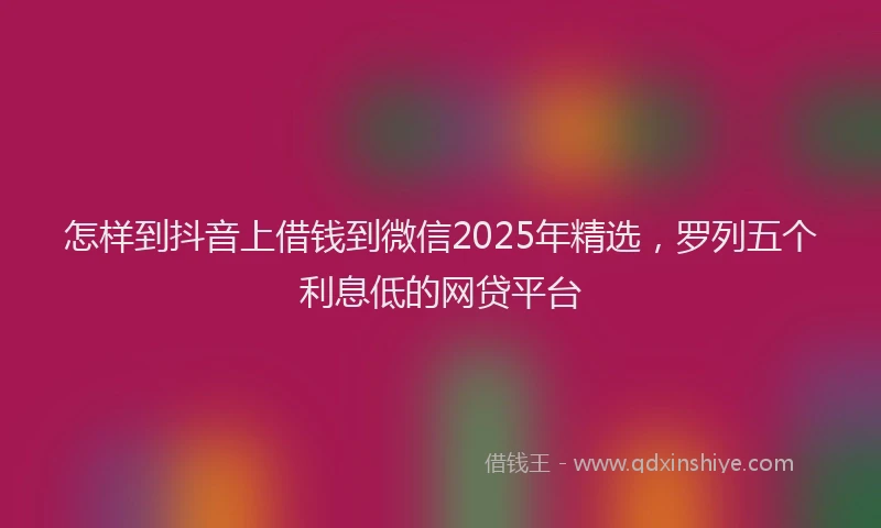 怎样到抖音上借钱到微信2025年精选，罗列五个利息低的网贷平台