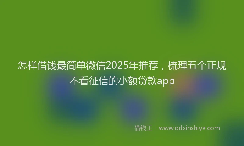 怎样借钱最简单微信2025年推荐，梳理五个正规不看征信的小额贷款app