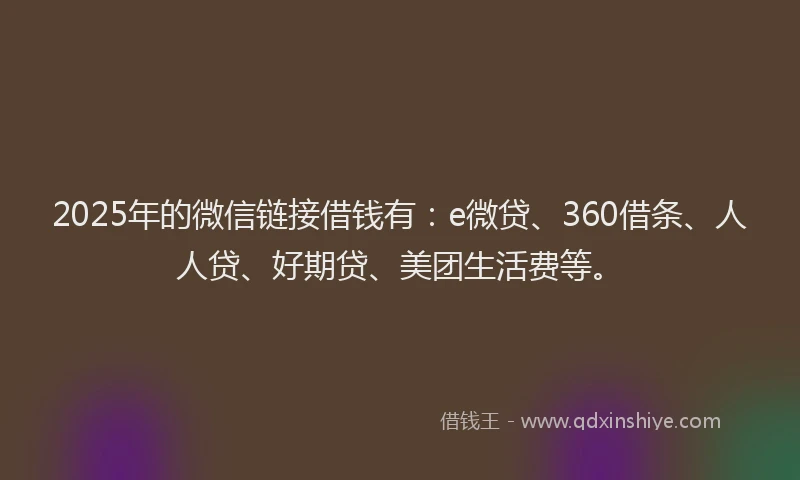 2025年的微信链接借钱有：e微贷、360借条、人人贷、好期贷、美团生活费等。
