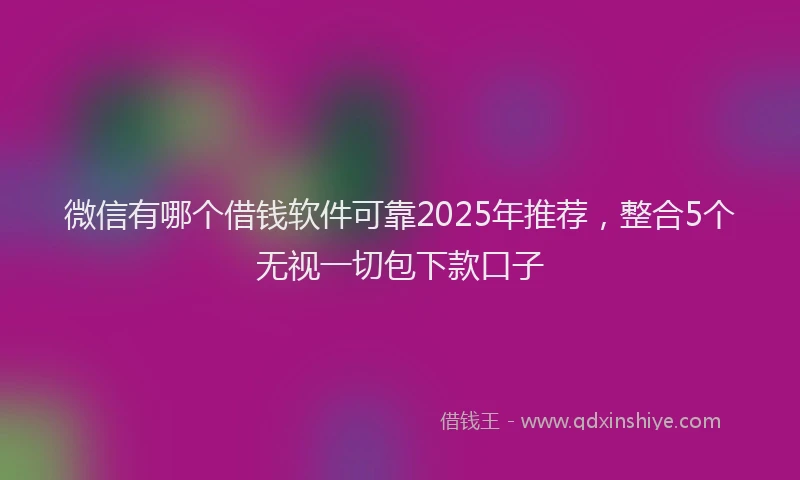 微信有哪个借钱软件可靠2025年推荐，整合5个无视一切包下款口子
