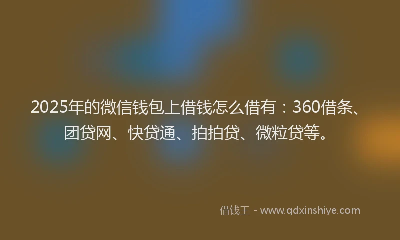2025年的微信钱包上借钱怎么借有：360借条、团贷网、快贷通、拍拍贷、微粒贷等。