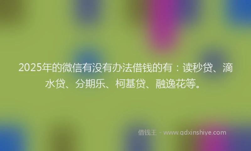 2025年的微信有没有办法借钱的有：读秒贷、滴水贷、分期乐、柯基贷、融逸花等。
