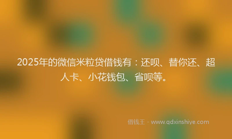 2025年的微信米粒贷借钱有：还呗、替你还、超人卡、小花钱包、省呗等。