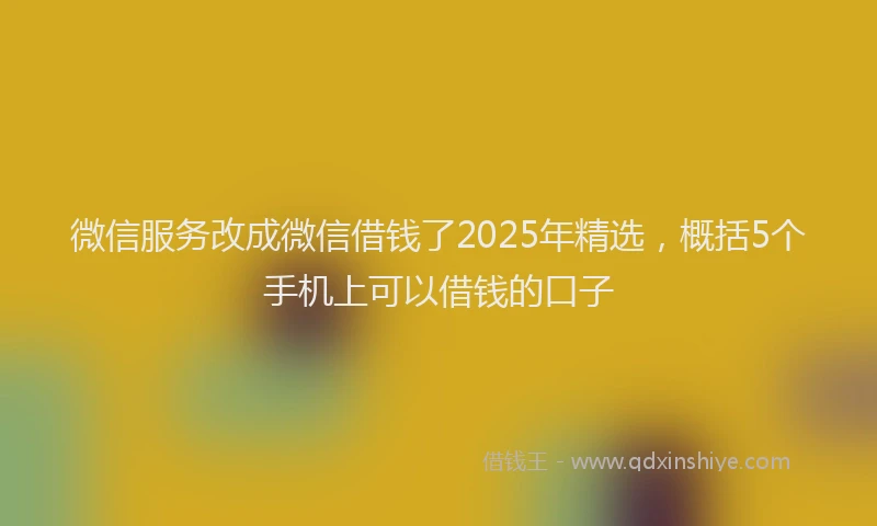 微信服务改成微信借钱了2025年精选，概括5个手机上可以借钱的口子