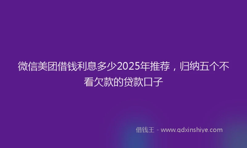微信美团借钱利息多少2025年推荐，归纳五个不看欠款的贷款口子