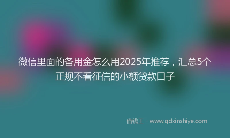 微信里面的备用金怎么用2025年推荐，汇总5个正规不看征信的小额贷款口子