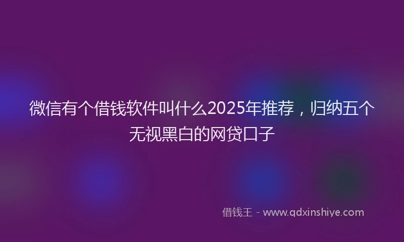 微信有个借钱软件叫什么2025年推荐，归纳五个无视黑白的网贷口子