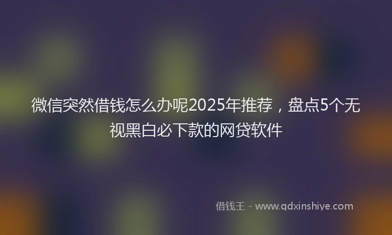微信突然借钱怎么办呢2025年推荐，盘点5个无视黑白必下款的网贷软件