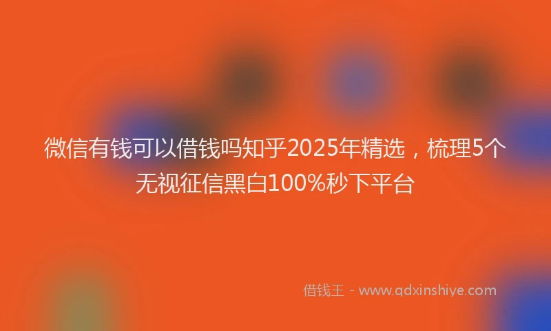 微信有钱可以借钱吗知乎2025年精选，梳理5个无视征信黑白100%秒下平台