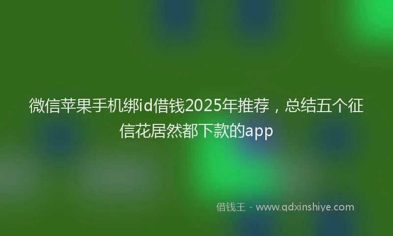 微信苹果手机绑id借钱2025年推荐，总结五个征信花居然都下款的app