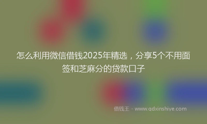 怎么利用微信借钱2025年精选，分享5个不用面签和芝麻分的贷款口子