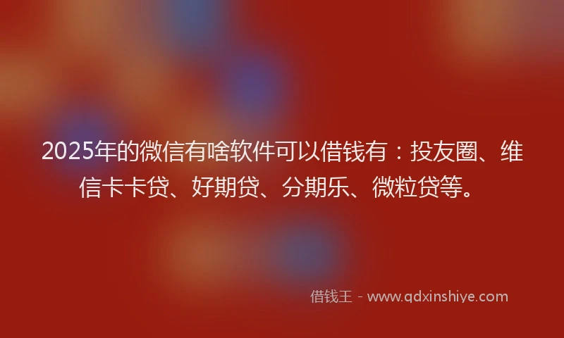 2025年的微信有啥软件可以借钱有：投友圈、维信卡卡贷、好期贷、分期乐、微粒贷等。