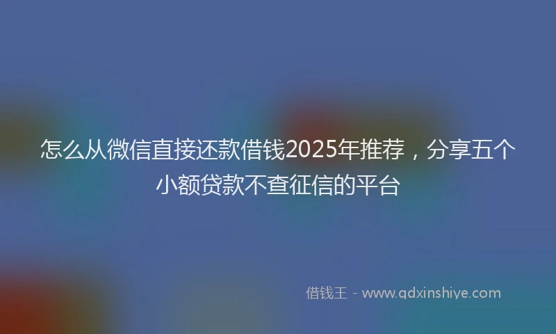 怎么从微信直接还款借钱2025年推荐，分享五个小额贷款不查征信的平台