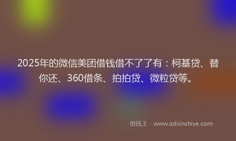 2025年的微信美团借钱借不了了有：柯基贷、替你还、360借条、拍拍贷、微粒贷等。