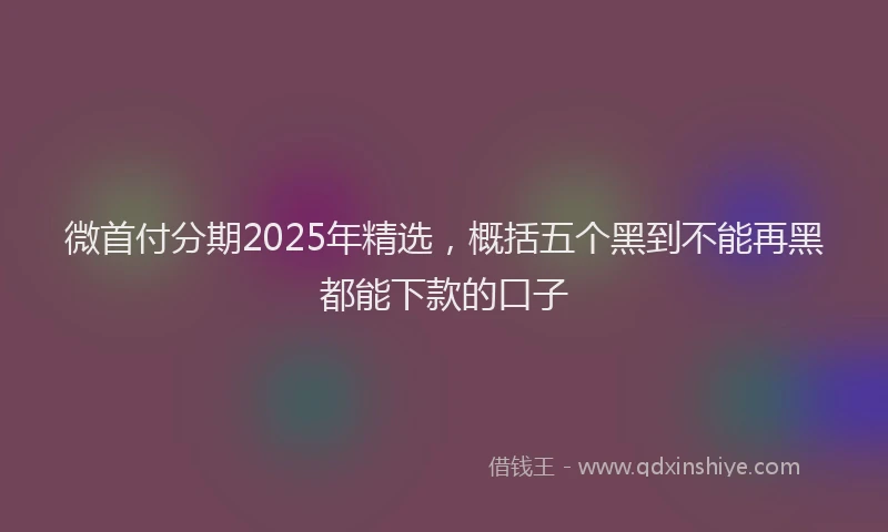 微首付分期2025年精选，概括五个黑到不能再黑都能下款的口子
