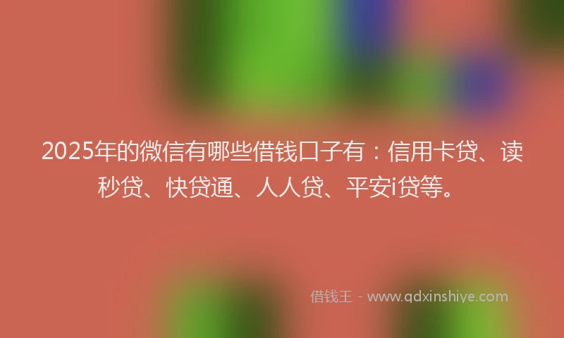 2025年的微信有哪些借钱口子有：信用卡贷、读秒贷、快贷通、人人贷、平安i贷等。
