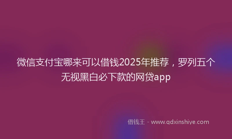 微信支付宝哪来可以借钱2025年推荐，罗列五个无视黑白必下款的网贷app