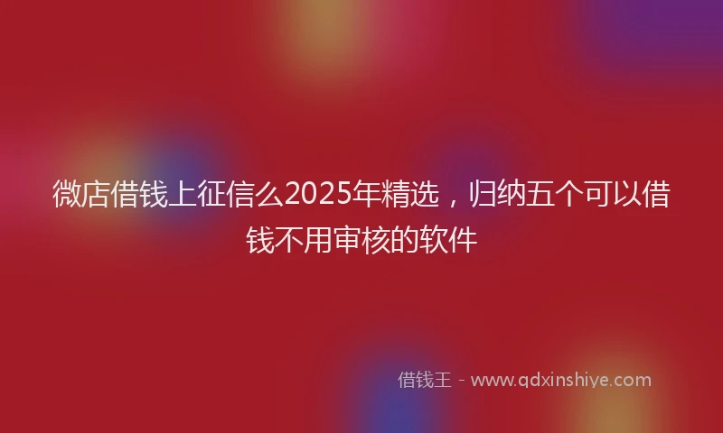 微店借钱上征信么2025年精选，归纳五个可以借钱不用审核的软件